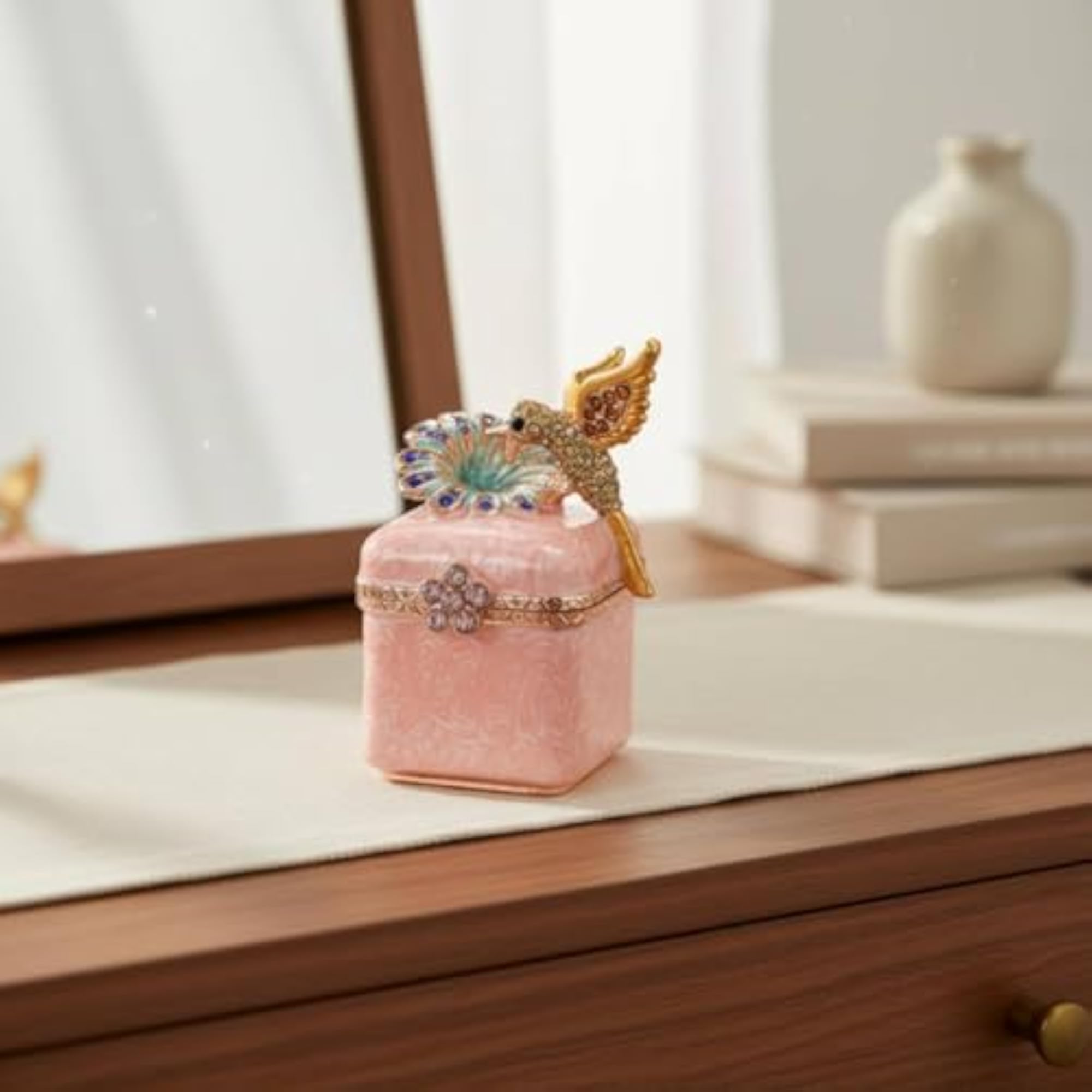 Vintage Hummingbird Jewelry Holder Keepsake Box